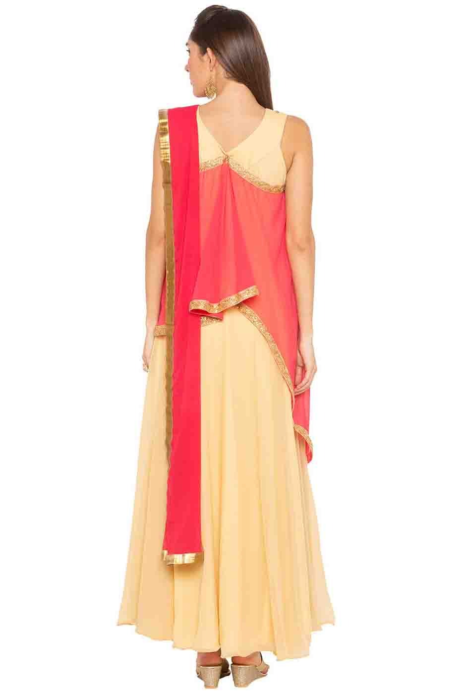 Beige Colour Plus Size Georgette Embroidery Anarkali Suit BW1070233 A