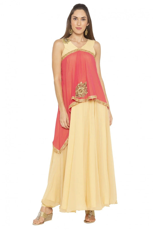 Beige Colour Plus Size Georgette Embroidery Kurti KR1070393