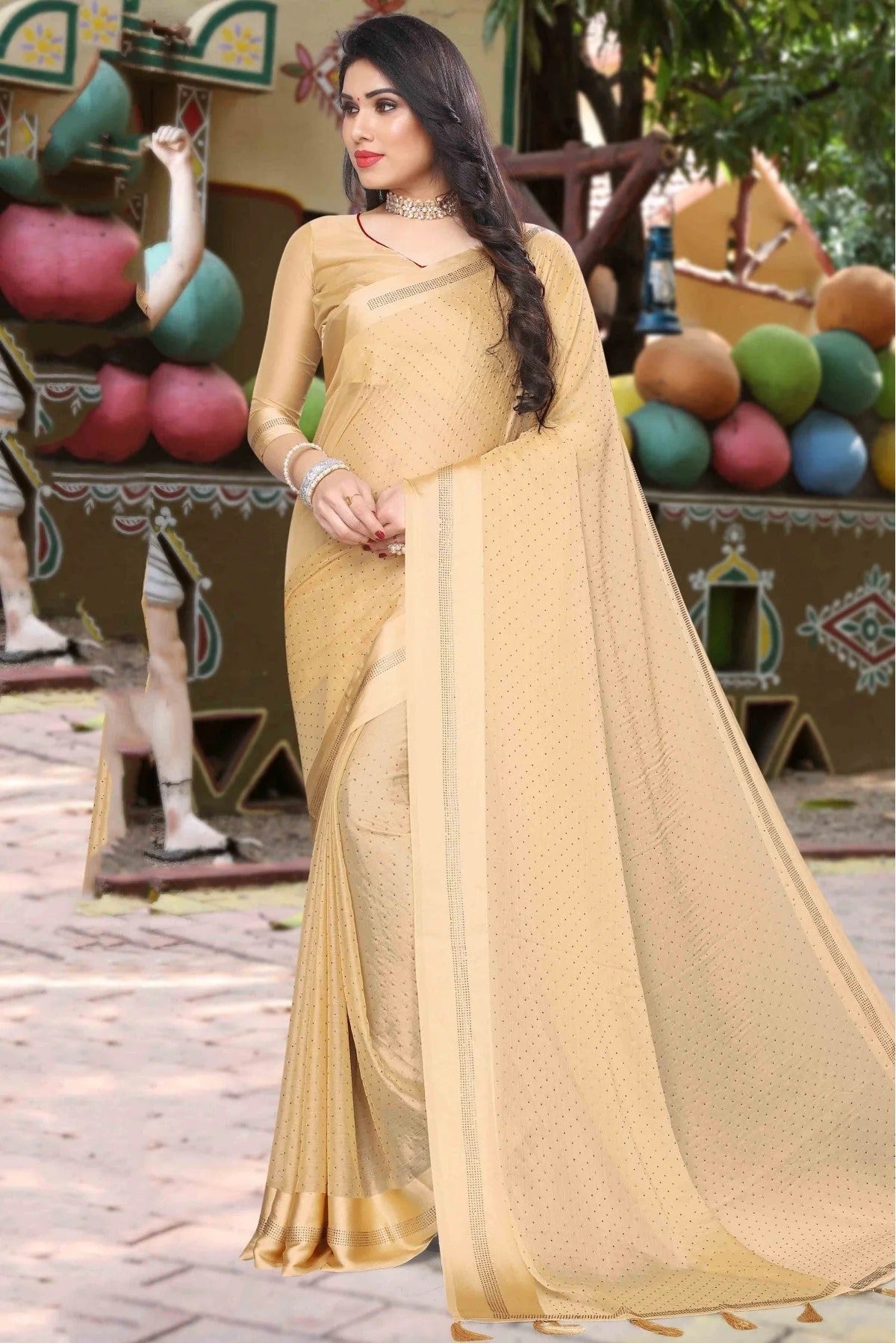 Beige Colour Satin Designer Saree SD1120592