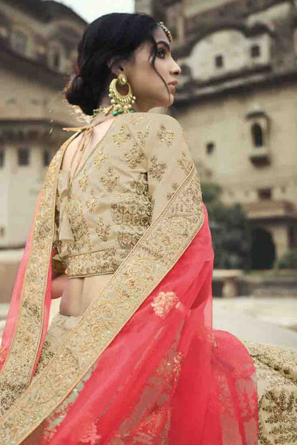 Beige Colour Satin Thread Work Lehenga Choli LC1080344 B