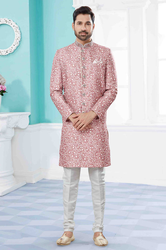 Beige Colour Sherwani In Silk Fabric SH1040422