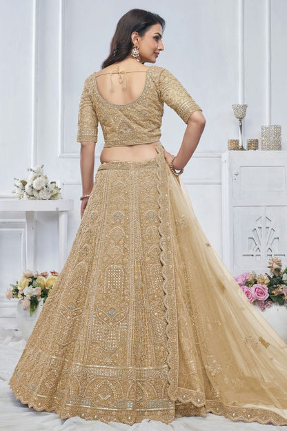 Beige Colour Soft Net Embroidery Lehenga Choli LC1111373 A