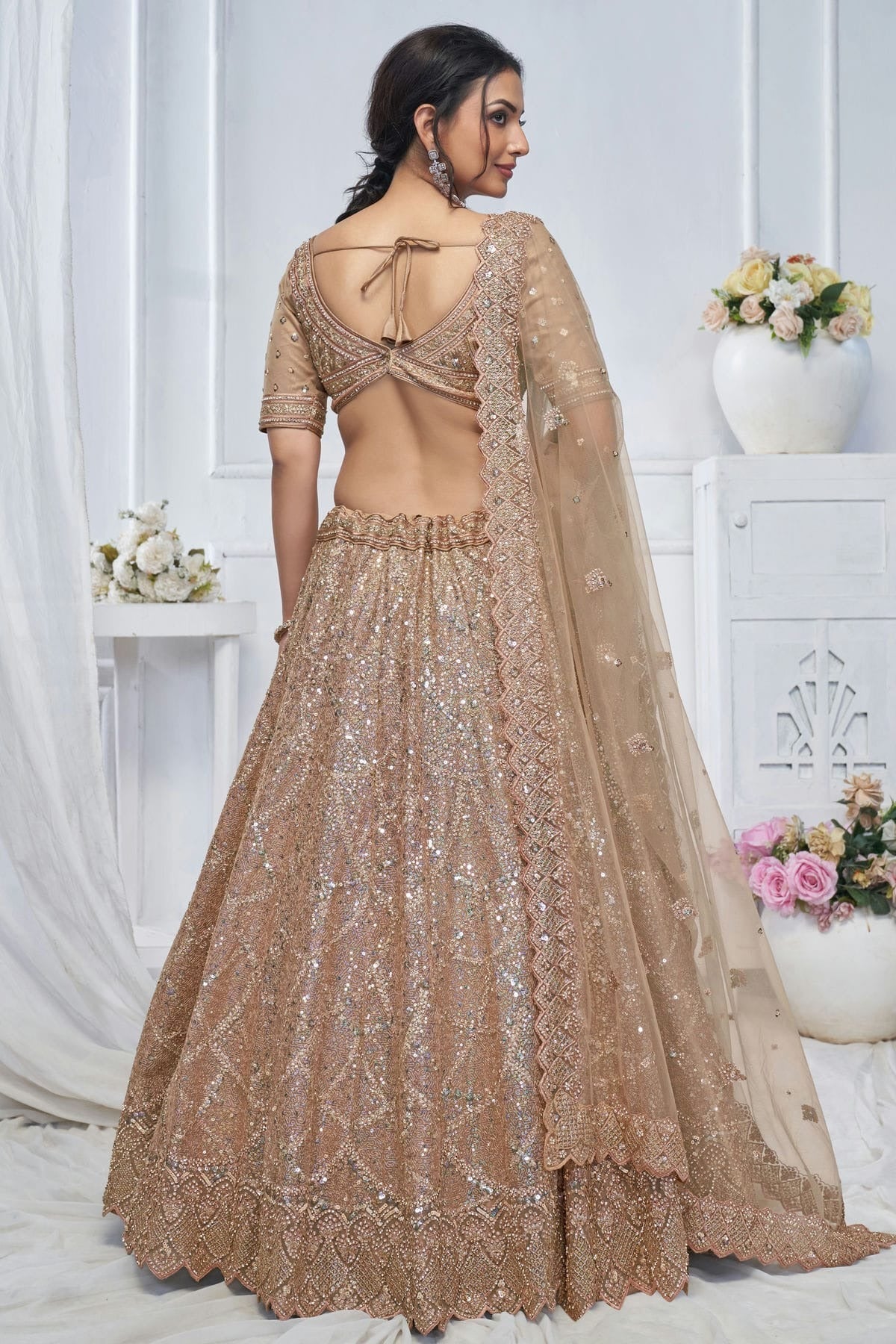 Beige Colour Soft Net Embroidery Lehenga Choli LC1111380 A