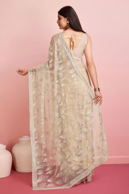 Beige Colour Soft Net Saree SD1110444 A