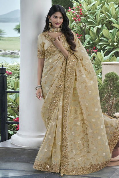 Beige Colour Tissue Silk Designer Saree SD1110959