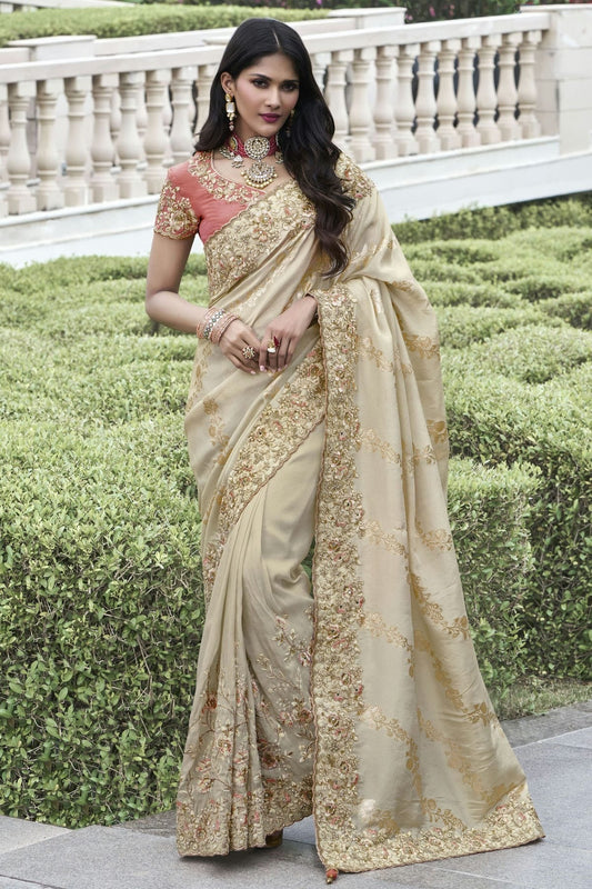 Beige Colour Tissue Silk Designer Saree SD1110968