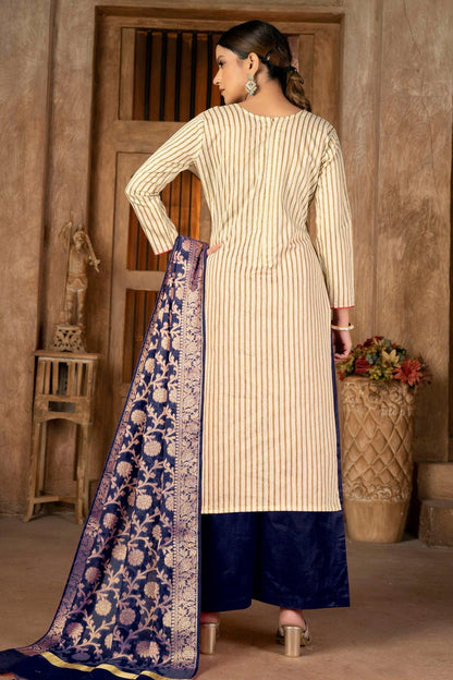 Beige Colour Unstitched Cambric  Cotton Palazoo Pant Suit US1161291 A