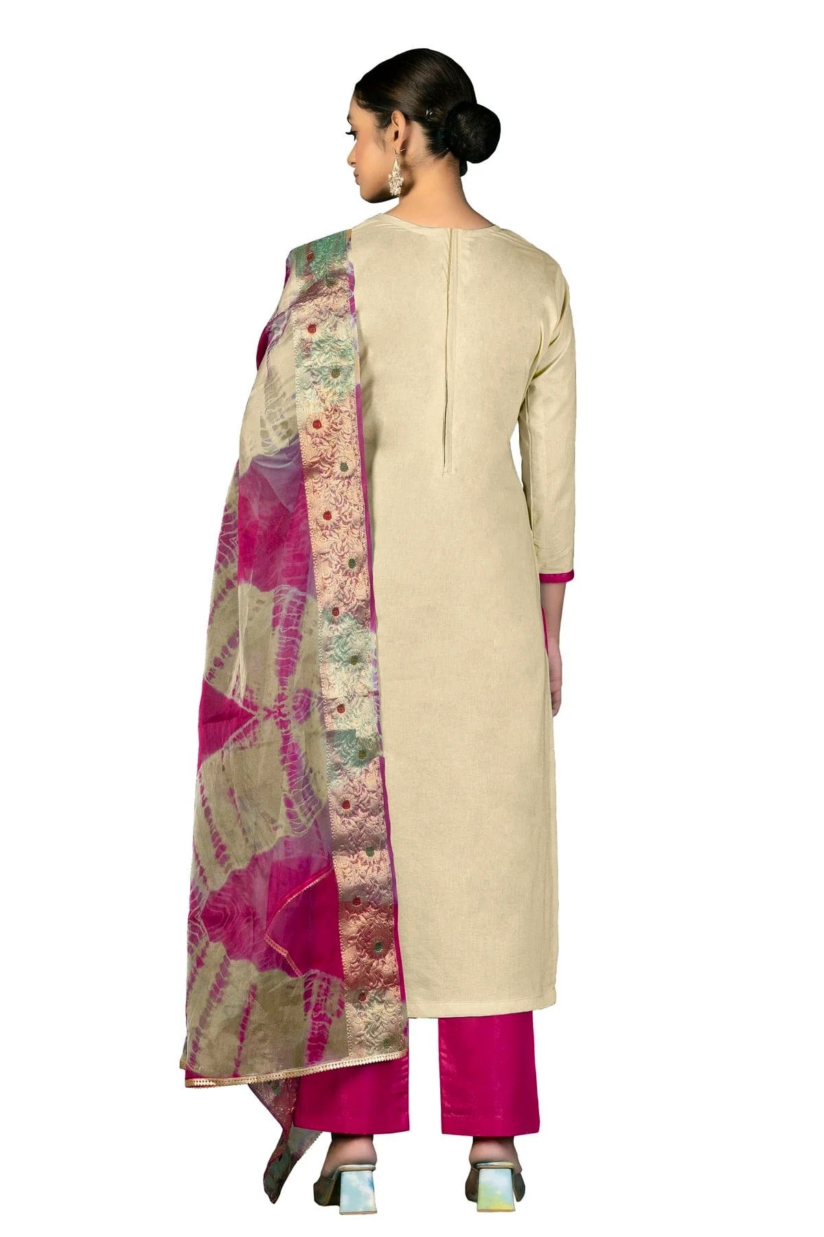 Beige Colour Unstitched Cambric Cotton Fabric Straight Suit US1161021 A