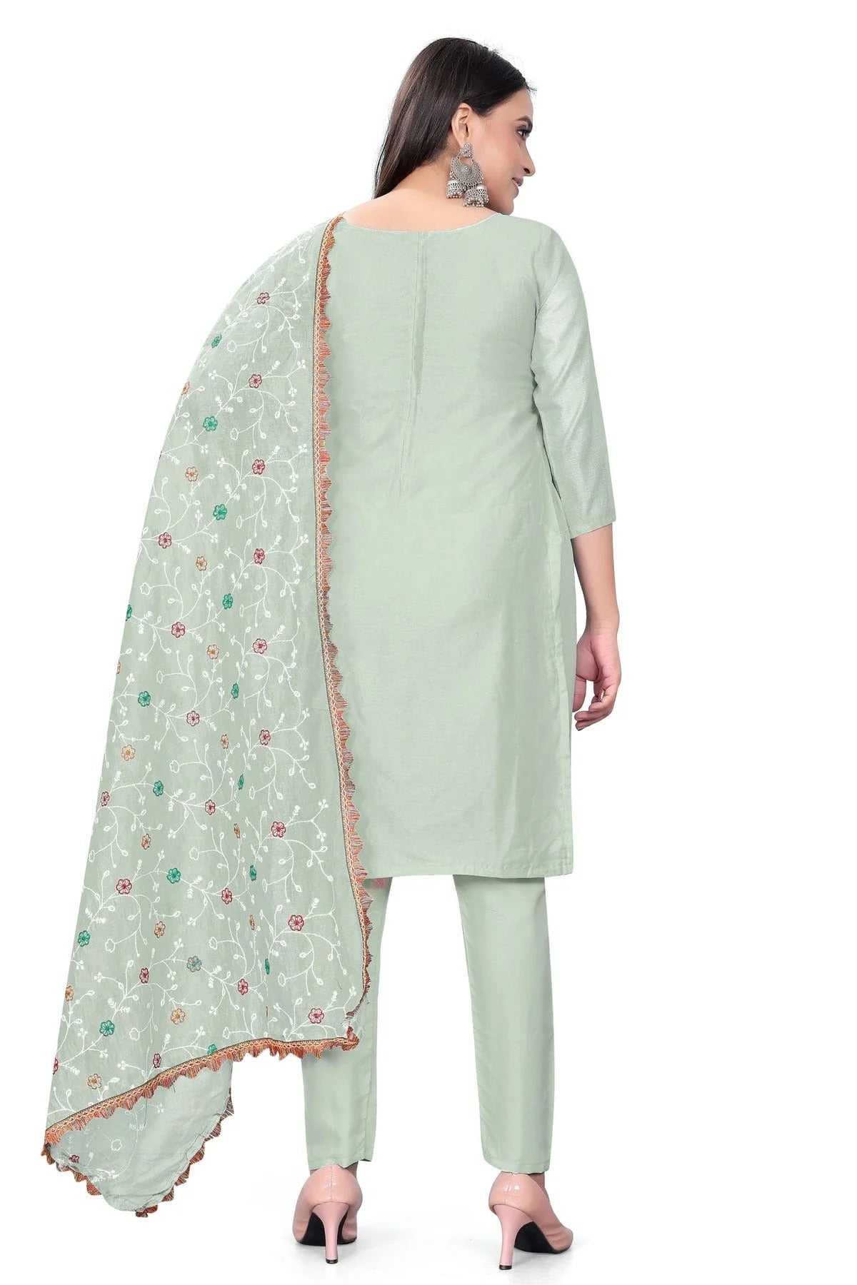 Beige Colour Unstitched Modal Chanderi Straight Suit US1160695 A