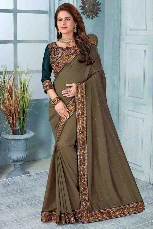Beige Colour Vichitra Silk Designer Saree SD1120526