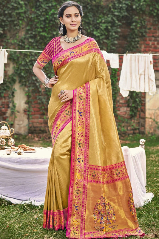 Beige Colour Woven Work Paithani Silk Traditional Saree SD1103259