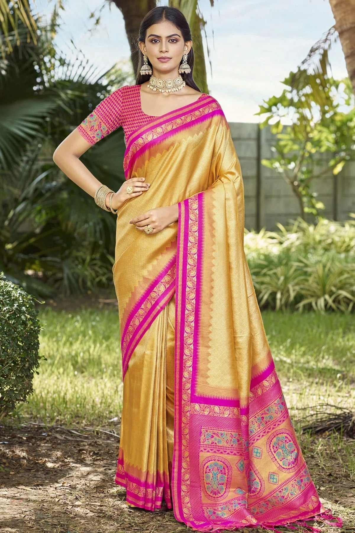 Beige Colour Woven Work Silk Traditional Saree SD1103147