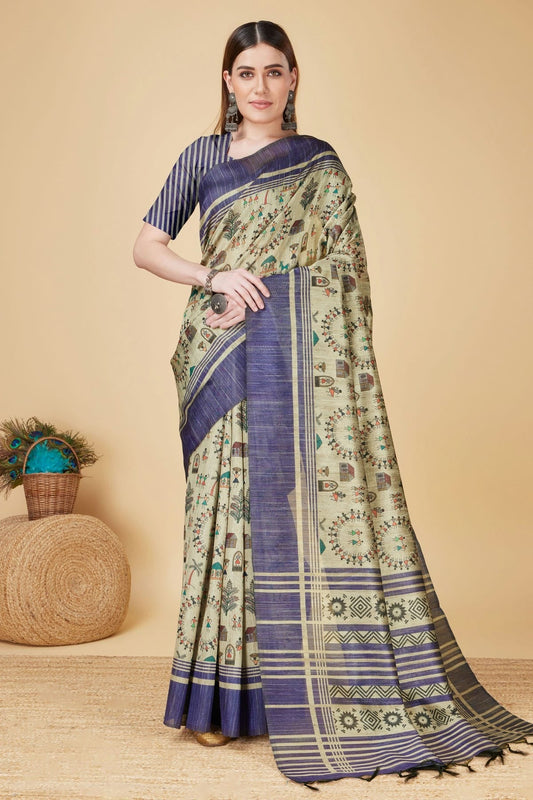 Beige Colour Woven Work Sofi Silk Saree SD1101894