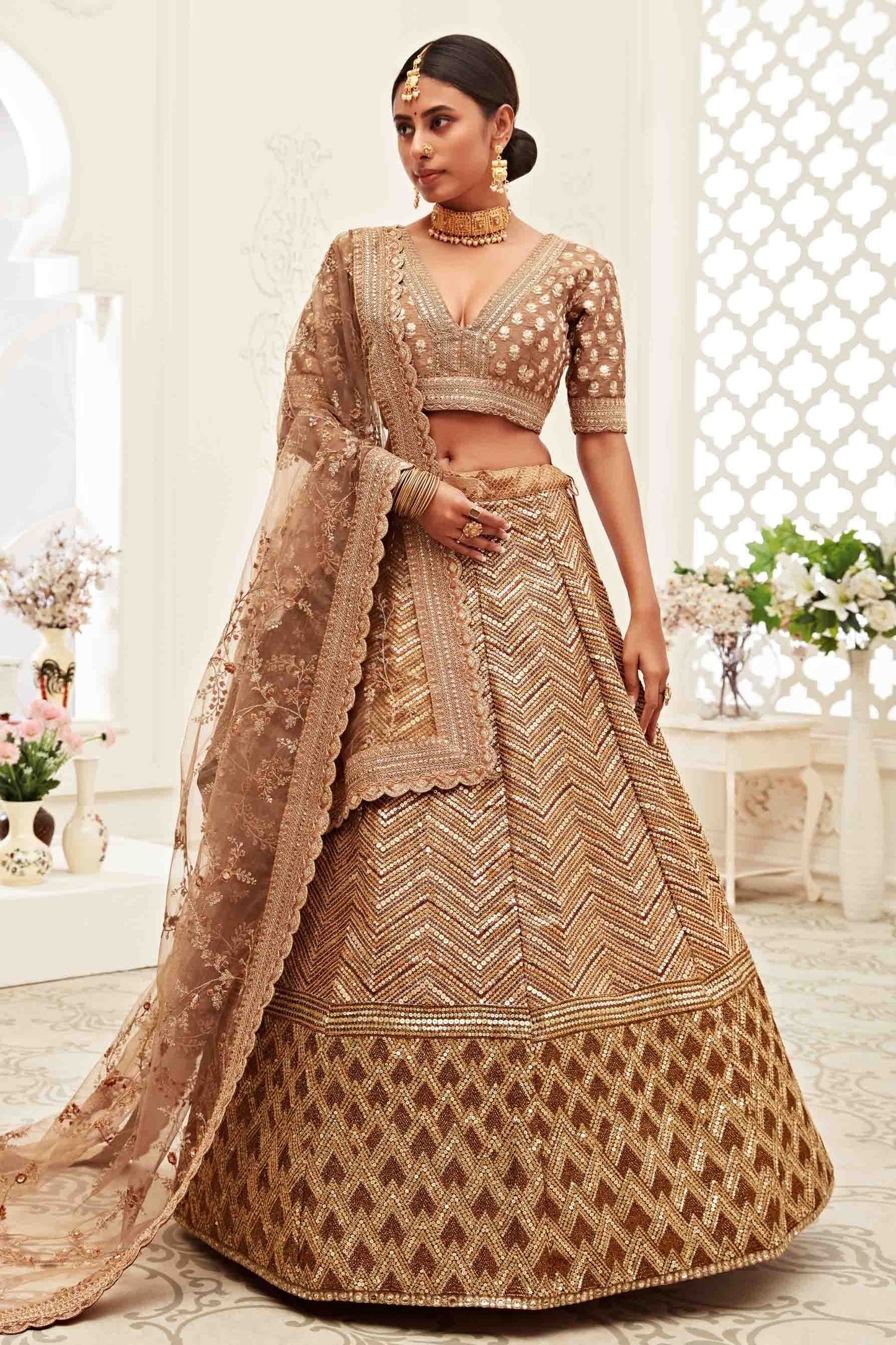 Beige Silk Designer Lehenga Choli LC1010154