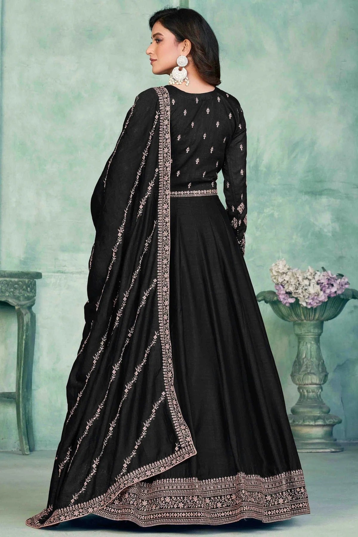 Black Colour Art Silk Anarkali Suit SM1050717 B