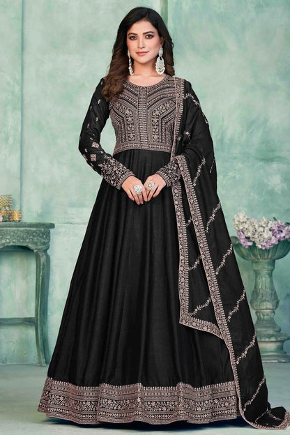 Black Colour Art Silk Anarkali Suit SM1050717
