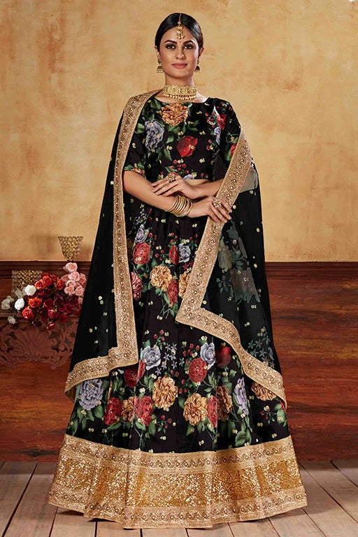Black Colour Art Silk Designer Lehenga Choli LC1240038