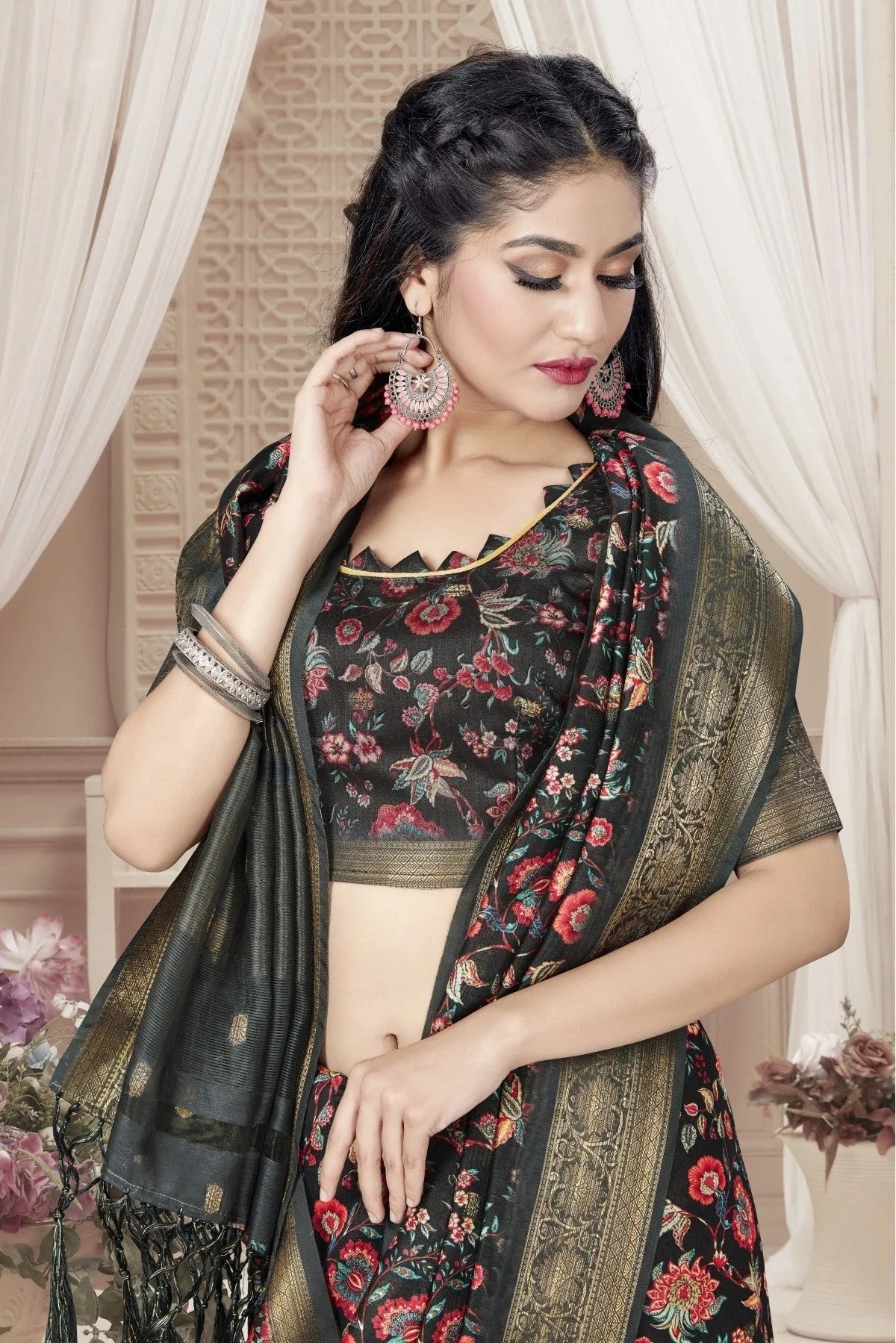 Black Colour Art Silk Digital Print Saree SD1120789 A