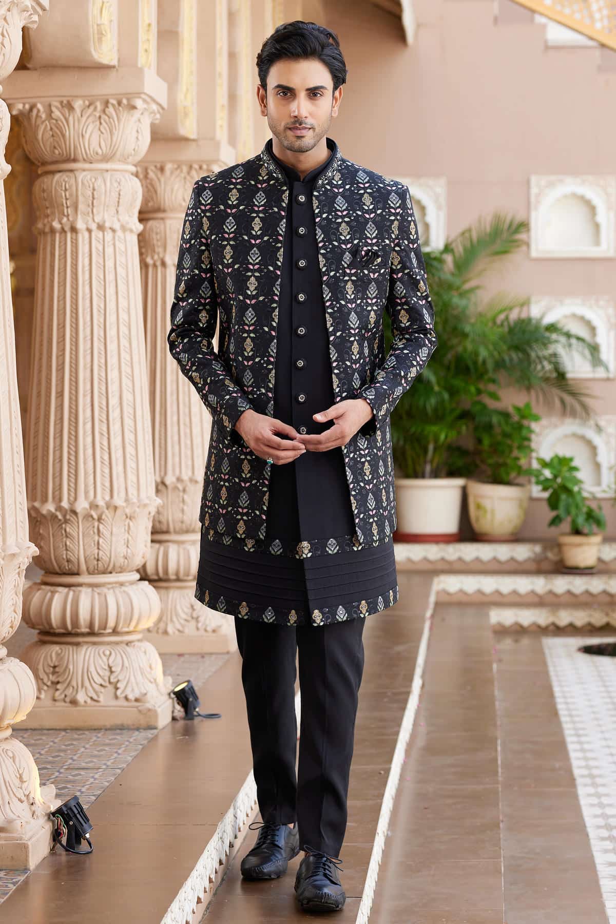 Black Colour Art Silk Embroidery Work 3 Pcs Indo Western