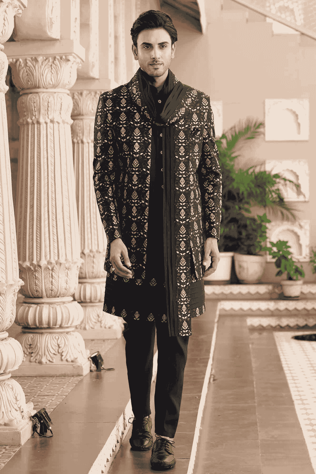 Black Colour Art Silk Embroidery Work 3 Pcs Indo Western