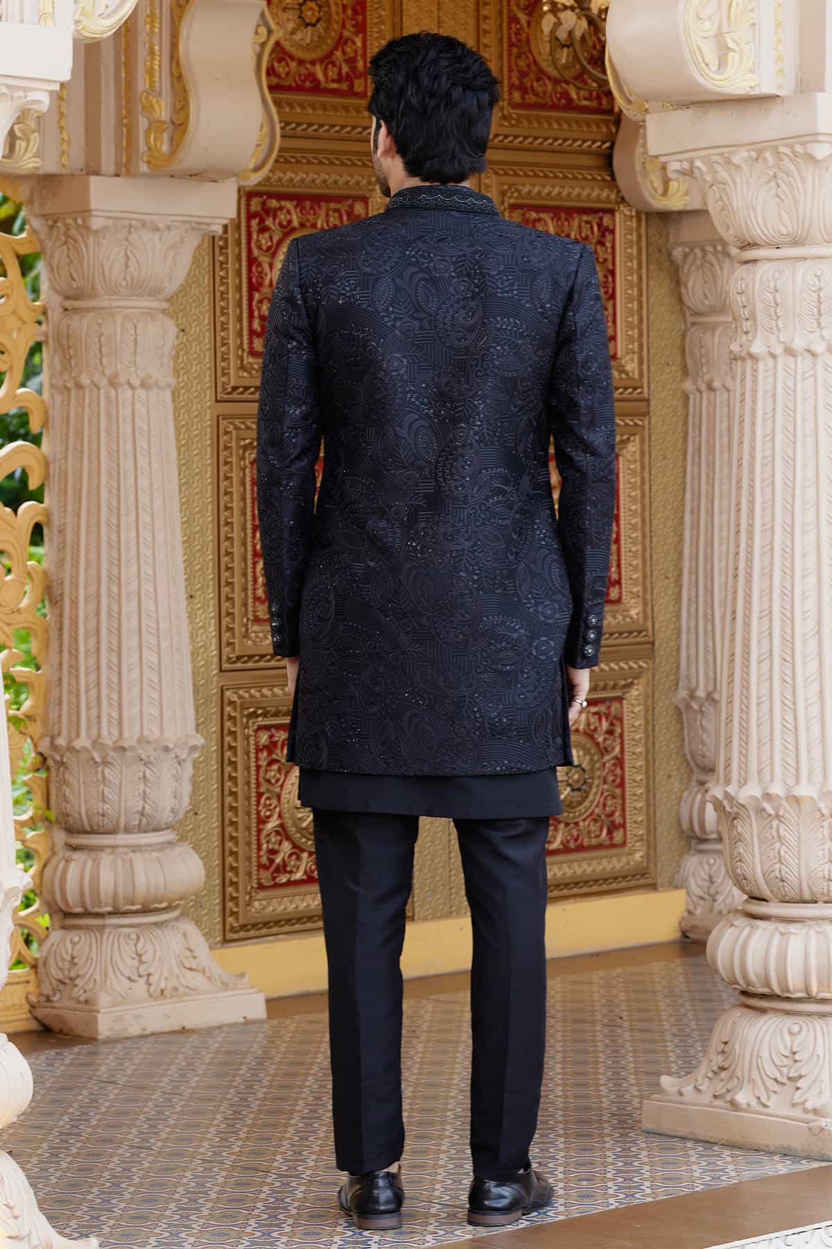 Black Colour Art Silk Embroidery Work 3 Pcs Indo Western