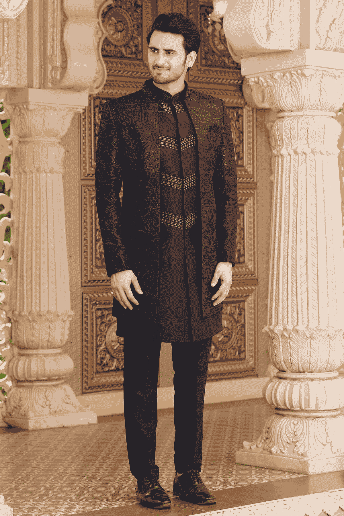 Black Colour Art Silk Embroidery Work 3 Pcs Indo Western