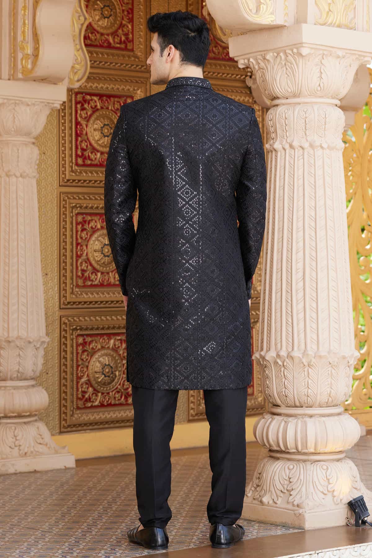 Black Colour Art Silk Embroidery Work 3 Pcs Indo Western