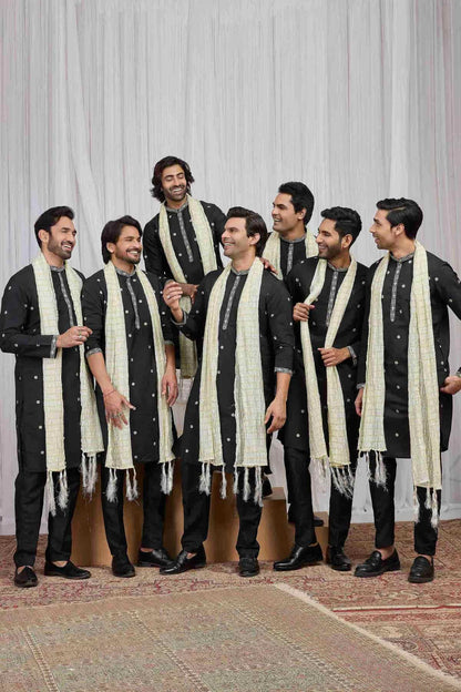 Black Colour Art Silk Embroidery Work Kurta Pajama With Dupatta