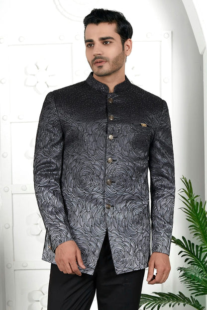 Black Colour Art Silk Jodhpuri Jacket JP1230112 A