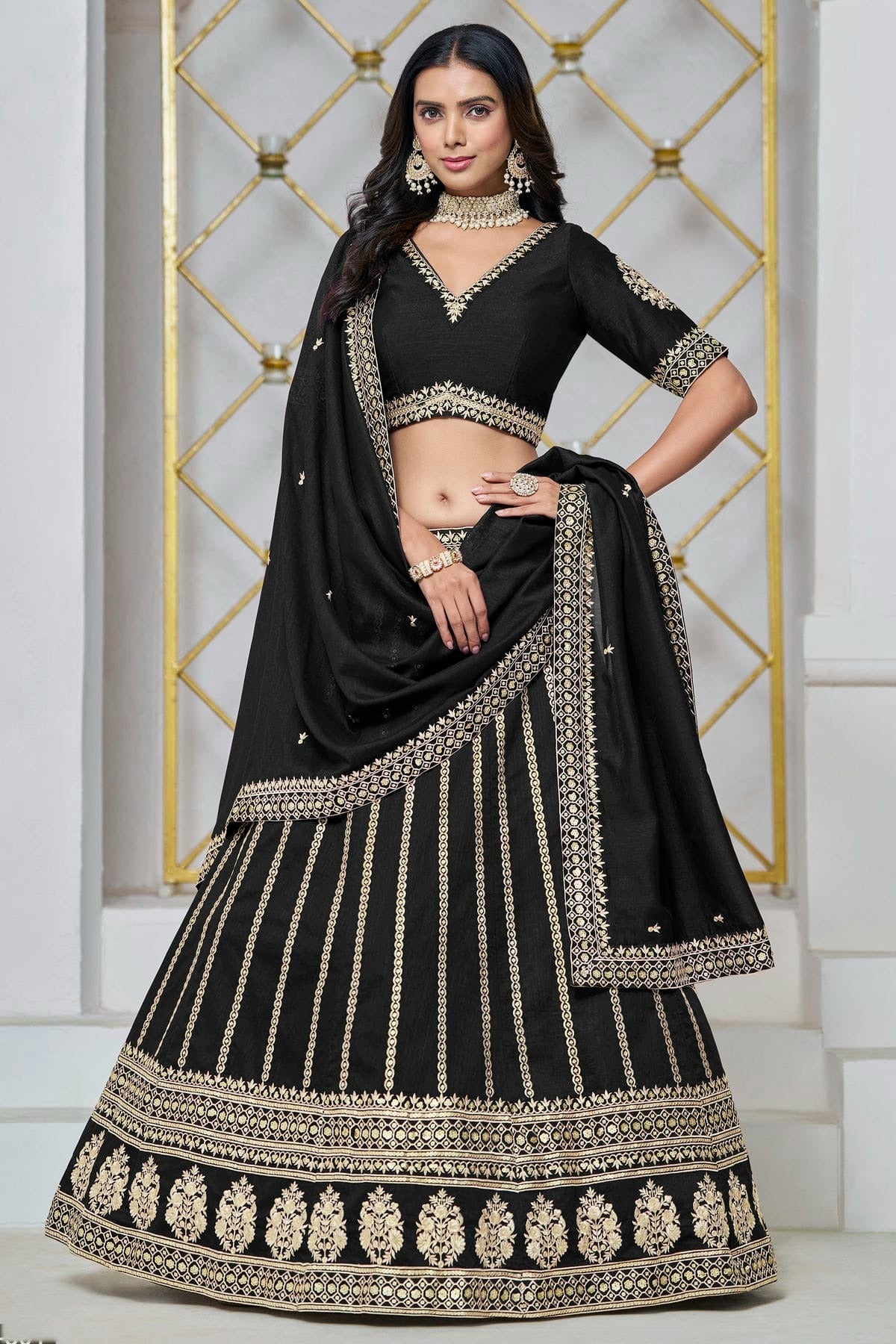 Black Colour Art Silk Lehenga Choli LC1050641