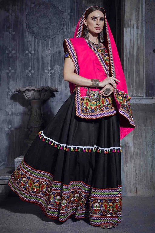 Black Colour Art Silk Navratri Lehenga Choli LC1240058