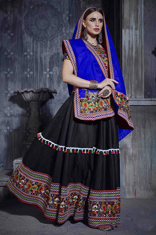 Black Colour Art Silk Navratri Lehenga Choli LC1240059