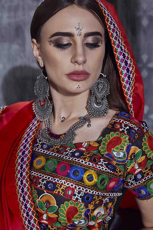 Black Colour Art Silk Navratri Lehenga Choli LC1240060 A