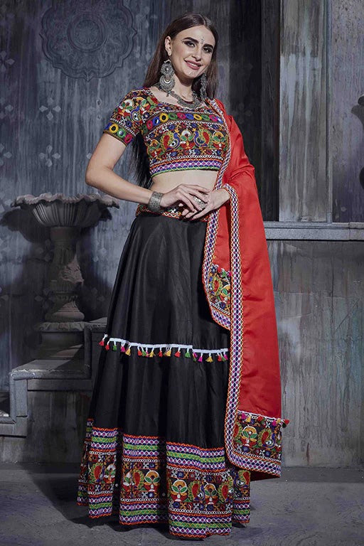 Black Colour Art Silk Navratri Lehenga Choli LC1240060