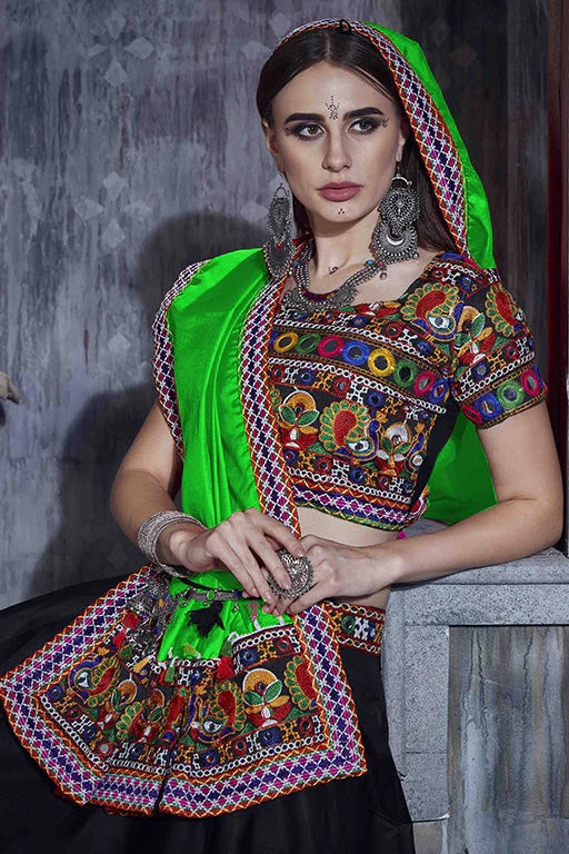 Black Colour Art Silk Navratri Lehenga Choli LC1240061 A