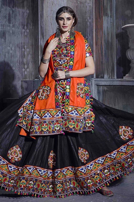 Black Colour Art Silk Navratri Lehenga Choli LC1240066