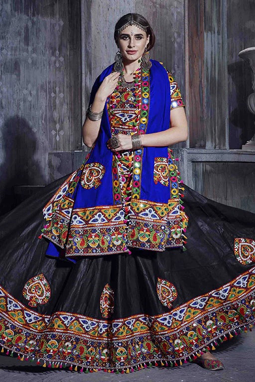 Black Colour Art Silk Navratri Lehenga Choli LC1240067