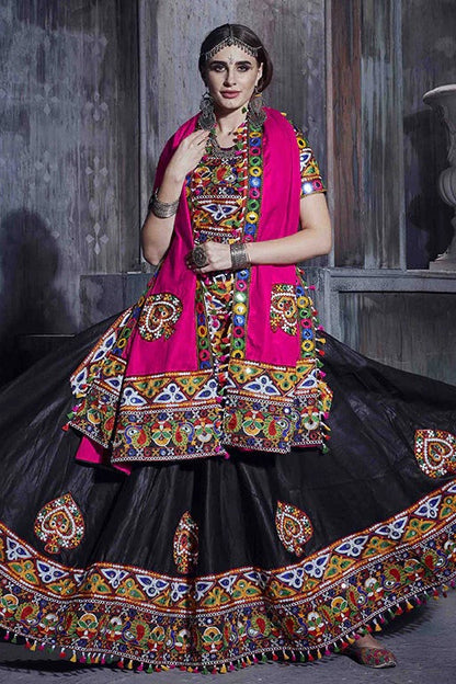 Black Colour Art Silk Navratri Lehenga Choli LC1240068