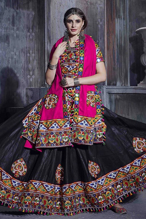 Black Colour Art Silk Navratri Lehenga Choli LC1240068