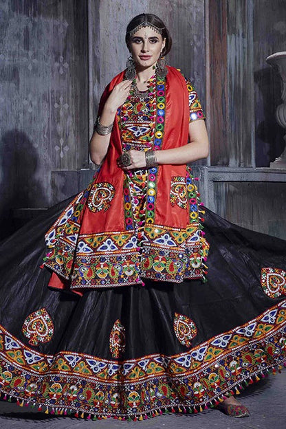 Black Colour Art Silk Navratri Lehenga Choli LC1240069
