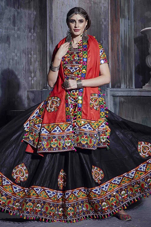 Black Colour Art Silk Navratri Lehenga Choli LC1240069