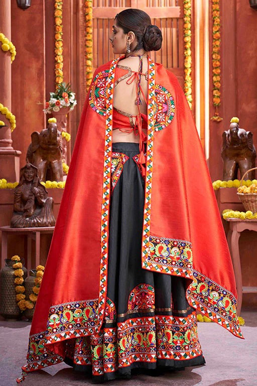 Black Colour Art Silk Navratri Lehenga Choli LC1240073 A