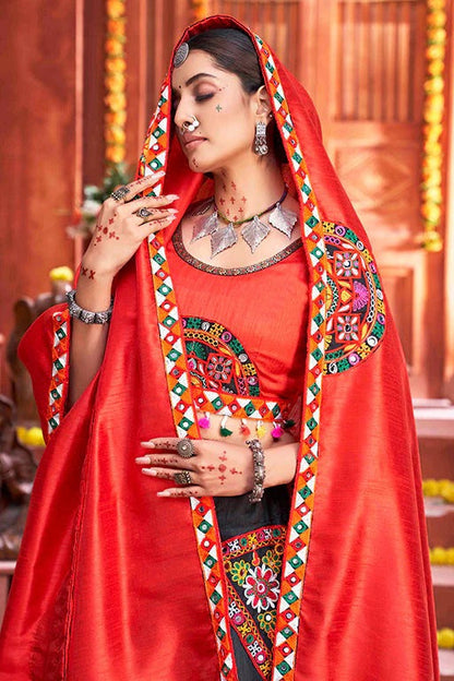 Black Colour Art Silk Navratri Lehenga Choli LC1240073 B