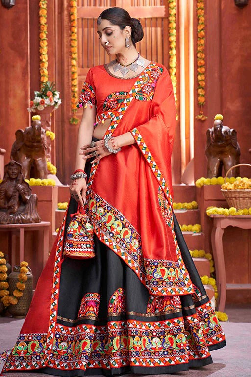 Black Colour Art Silk Navratri Lehenga Choli LC1240073