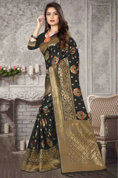 Black Colour Banarasi Art Silk Traditional Saree SD1120710 A