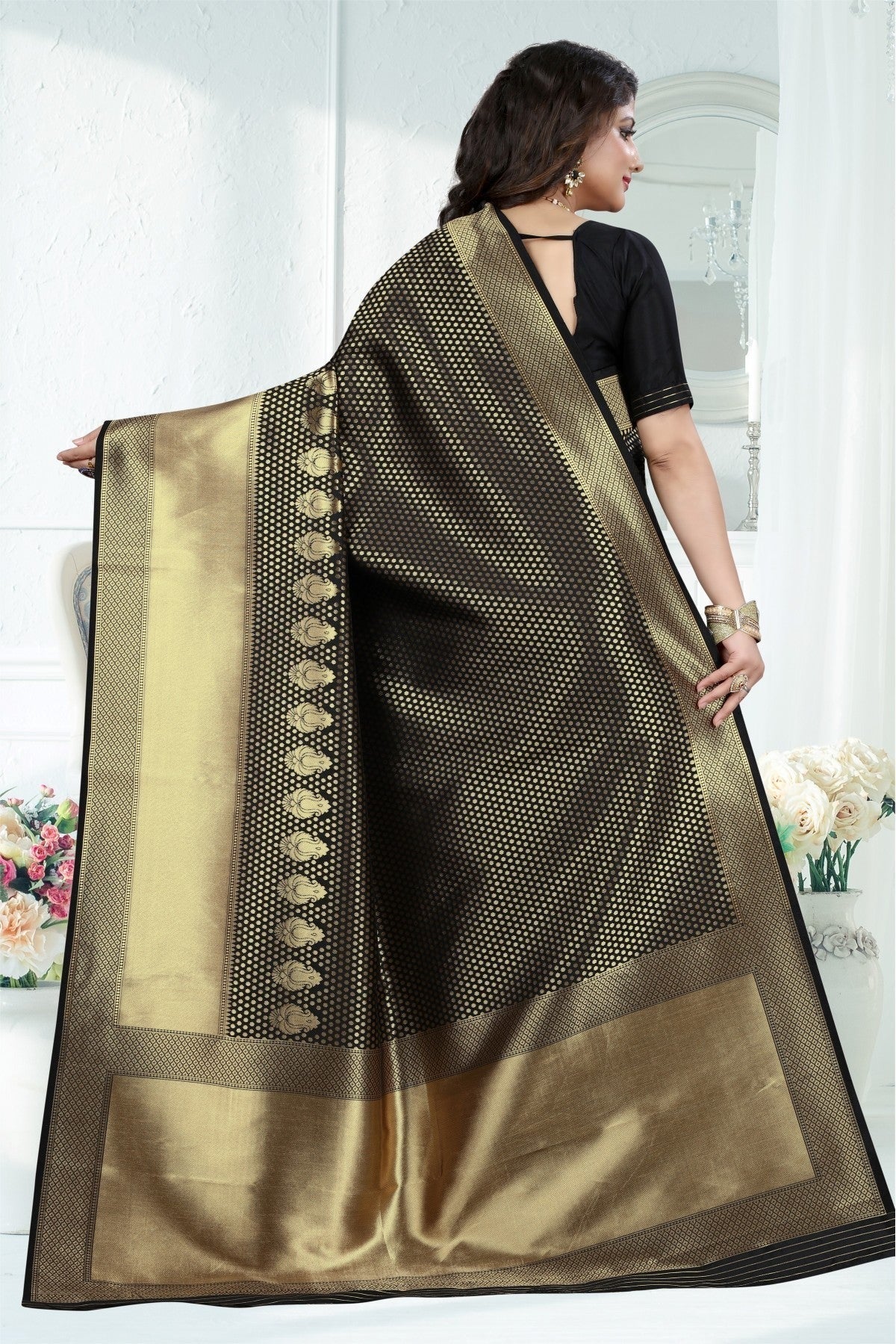Black Colour Banarasi Art Silk Woven Saree SD1120780 A