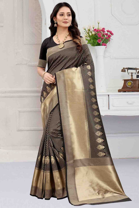 Black Colour Banarasi Art Silk Woven Saree SD1120856