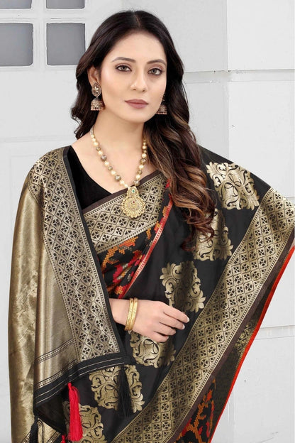 Black Colour Banarasi Art Silk Woven Saree SD1120860 A