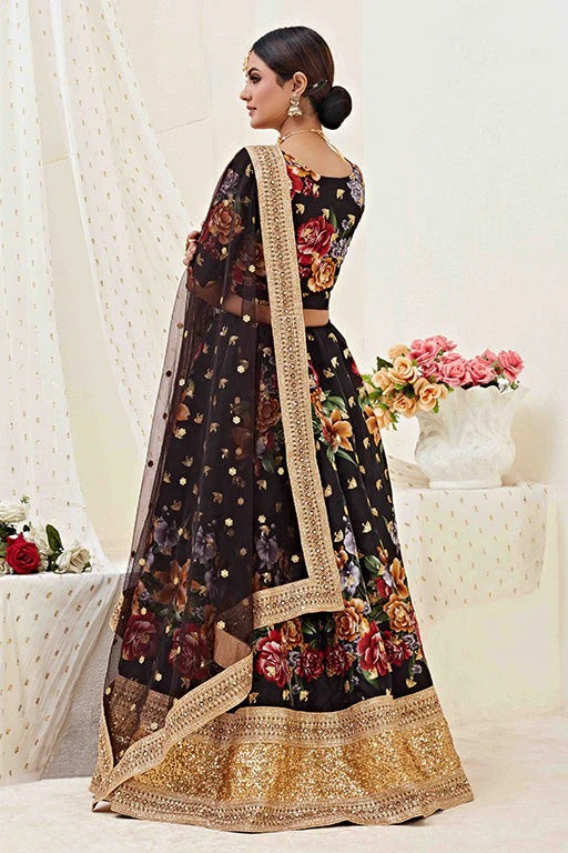 Black Colour Banglori Satin Designer Lehenga Choli LC1240028 A