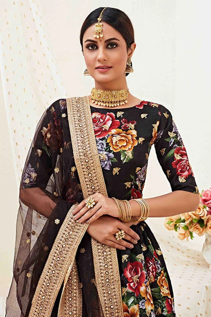 Black Colour Banglori Satin Designer Lehenga Choli LC1240028 B